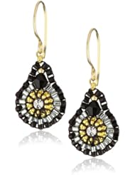 Miguel Ases Black Quartz and Swarovski Mini Tear Drop Earrings