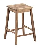 Set of 2 24"H Counter Height Stools Slat Design Seat in Teak Oil