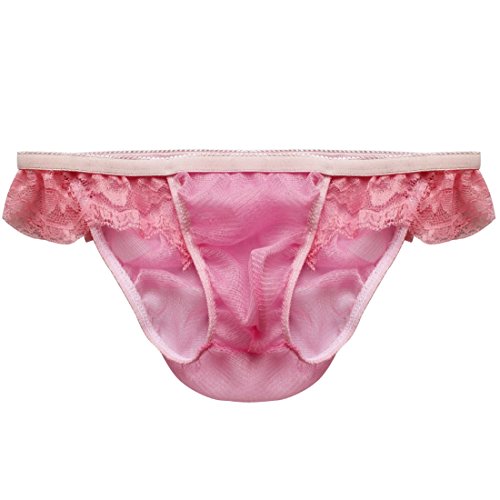 Yizyif men s sissy pouch crossdress lace trim thongs ta…