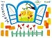 Flower Garden Scene - Reusable Easy Instant Decoration Wall Sticker Decal Peel & Stick