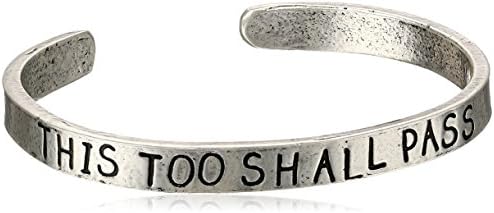 Alisa Michelle "Back To Basics" Silver-Plated This Too Shall Pass Cuff Bracelet, 2.4"