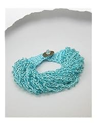 Light Sky Blue Cotton Bracelet In Copper