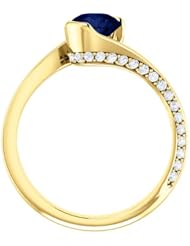 10K Yellow Gold 6.00mm Round Cut Sapphire and Diamond Ring -- LIFETIME WARRANTY