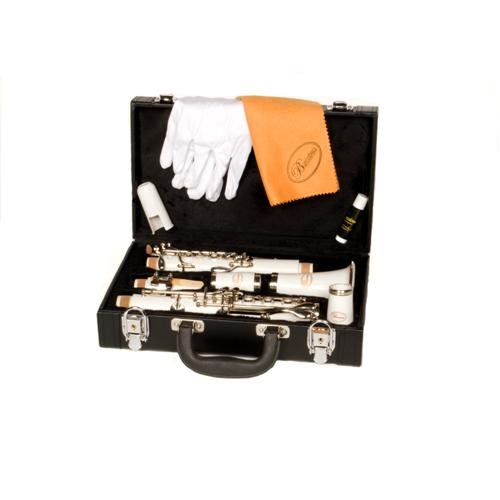 Barcelona Bb Clarinet with Case, Polishing Cloth, Gloves, and Cork Wax – White