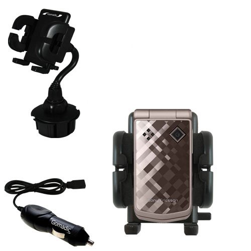 Sony Ericsson z555a Auto Cup Holder with Car Charger - Uses Gomadic TipExchange