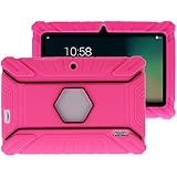 Turpro Rugged Defender Armor Shockproof Anti-Slip Kids' Silicone Rubber Cover for Select 7-Inch Tablets - Hot Pink