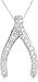9Cy White Gold Diamond Wishbone Pendant + Curb Chain (Adjustable) 18