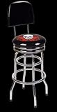 Barstool w 2 Foot Rings - Chrome Seat Ring - Back Rest w Swivel Flaming Skull