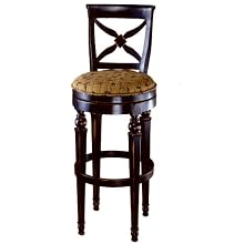 Hillsdale Normandy 26-Inch Swivel Counter Stool, Rubbed Black-Honey Finish with Gold and Black Floral Fabric