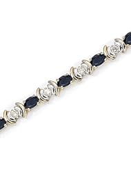 14kt Yellow Gold Oval Blue Sapphire and Diamond Bracelet