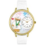 Whimsical Watches Unisex G0230005 Nurse Teddy Bear White Leather Watch