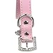Leegoal Sparkly Crystal Heart Shape Pendant PU Leather Pet Collar for Dogs Cats (Pink,M Size)