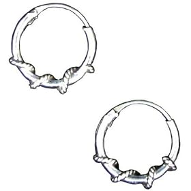 12mm Bali Hoop Earrings Sterling Silver by 