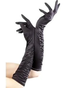 Deluxe Handschuhe lang Schwarz glänzend lange schwarze Kostüm