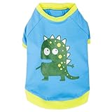 Blueberry Pet 12-Inch Alien The Dinosaur Cotton Dog Shirt, Medium, Blue