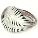 Glass Feather Finger Ring: Small Black White