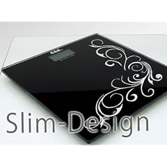 180kg A5-Schwarz mit Blume DESIGN Personenwaage Digitalwaage GLAS