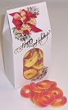 Scott's Cakes Peach Rings 1/2 Pound Standing Happy Holidays Box