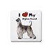I Love My Afghan Hound Rubber Square Coaster (4 pack)