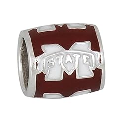 Teagan Collection Mississippi State Bulldogs White M on Maroon Bead