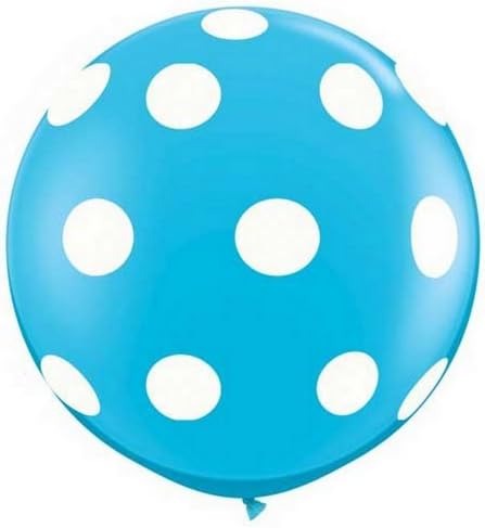 36" Round Polka Dot Balloon Robin Egg Blue With White Dots