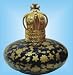 Blue Porcelain Perfume Lamp with Leafy Floral Design & Gold Crown Cap