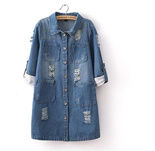 レディース ダメージ加工 デニムシャツ　オリジナルBAGセット#1089