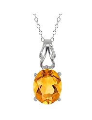 1.15 Ct Oval Yellow Citrine Sterling Silver Pendant