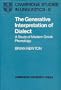 The Generative Interpretation of Dialect: A Study of Modern Greek Phonology (Cambridge Studies in Linguistics)