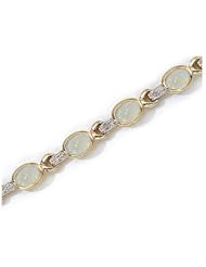 10K Yellow Gold Oval Opal and Diamond Bracelet