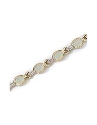 10K Yellow Gold Oval Opal and Diamond Bracelet by Jewelry Mountain