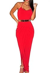 Sexy Belted Draped Halter Club Dress/Maxi Dress 