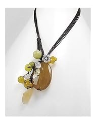 Yellow Flower Cotton Waxed Thread Natural Stone Necklace