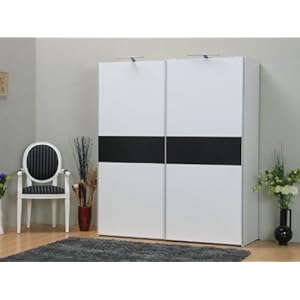 Kleiderschrank, Schwebetüren Pegasus, schwarz/weiss Dekor, 170x63x196 cm