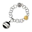 Sterling Silver Murano Glass Bead & Onyx Bracelet - 7.5 Inch
