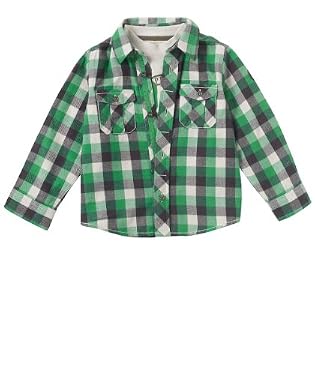 2 Piece Long Sleeved Green Check Shirt And T-shirt