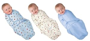 Summer Infant 3 Pack Cotton Knit Swaddleme, Blue/ White, Small/Medium