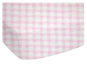 SheetWorld Fitted Portable / Mini Crib Sheet - Organic Pink Gingham Jersey Knit - Made In USA