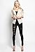 TheMogan Women's Essential Ruched 3/4 Sleeve One Button Blazer Fitted Jacket