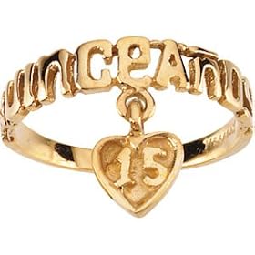 14K Yellow Gold Teen Quinceanera Ring