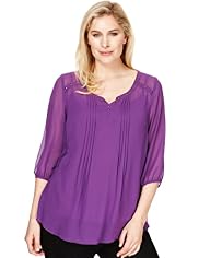 Plus Stud Embellished Blouse with Camisole