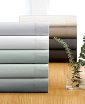 Calvin Klein Home "Blanket Stitch Twill" 400 Thread Count Fitted Sheet, Queen Silver