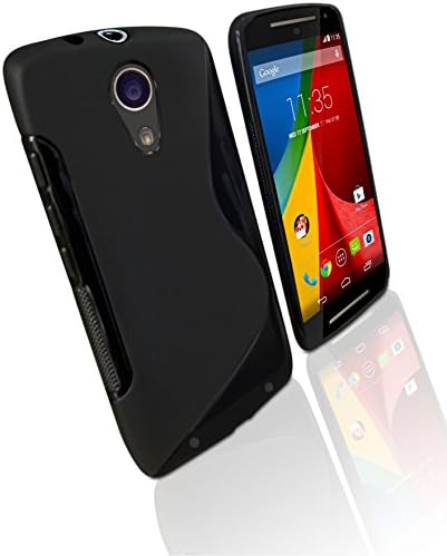 LuvTab® Moto G 2nd Generation 2014 5" S Line Wave Case with Grip (GEL / TPU / SILICONE) - Black