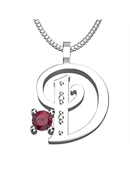 Sterling Silver Letter D - January Garnet Birthstone 18 Inch Necklace