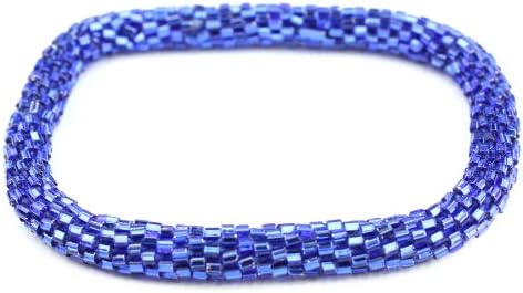 Solid Colors Nepal Bracelets Hand Made Roll On Glass Beaded Bracelet D