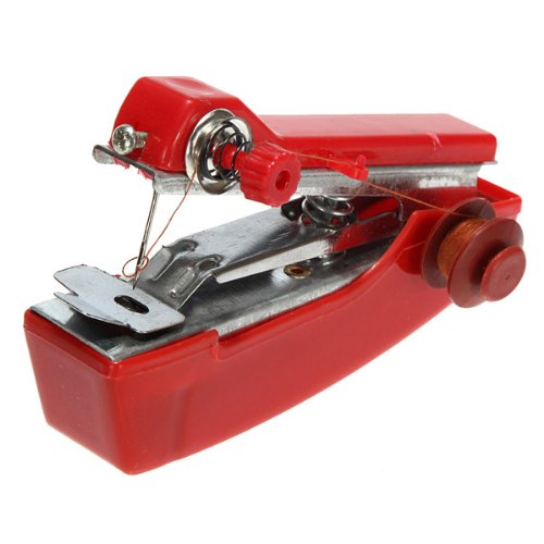 Mini Pocket Hand Held Clothes Sewing Machine Set Needle Threader Spool