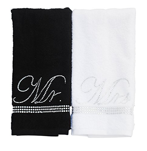 Sparkles Home Rhinestone Mr. and Mrs. Towel Set with Box