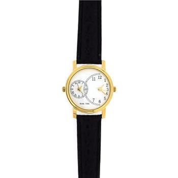 Vigilanza delle donne Dual Time Goldtone cinturino in pelle nera GOTW90 Montre Femmes Double Fuseau Horaire Ton or Bracelet Cuir Noir GOTW90
