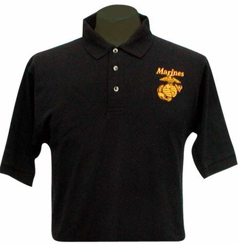 USMC Golf Shirt - Black - XXLarge