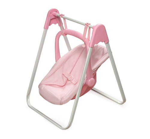 Badger Basket Doll Swing and Carrier - Pink Gingham (fits American Girl dolls)